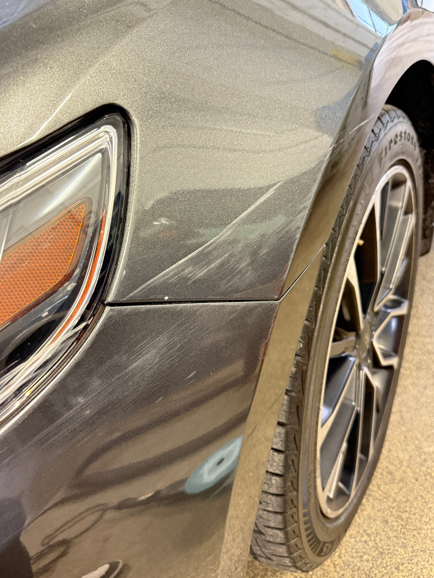 Before paint correction swirl marks visible