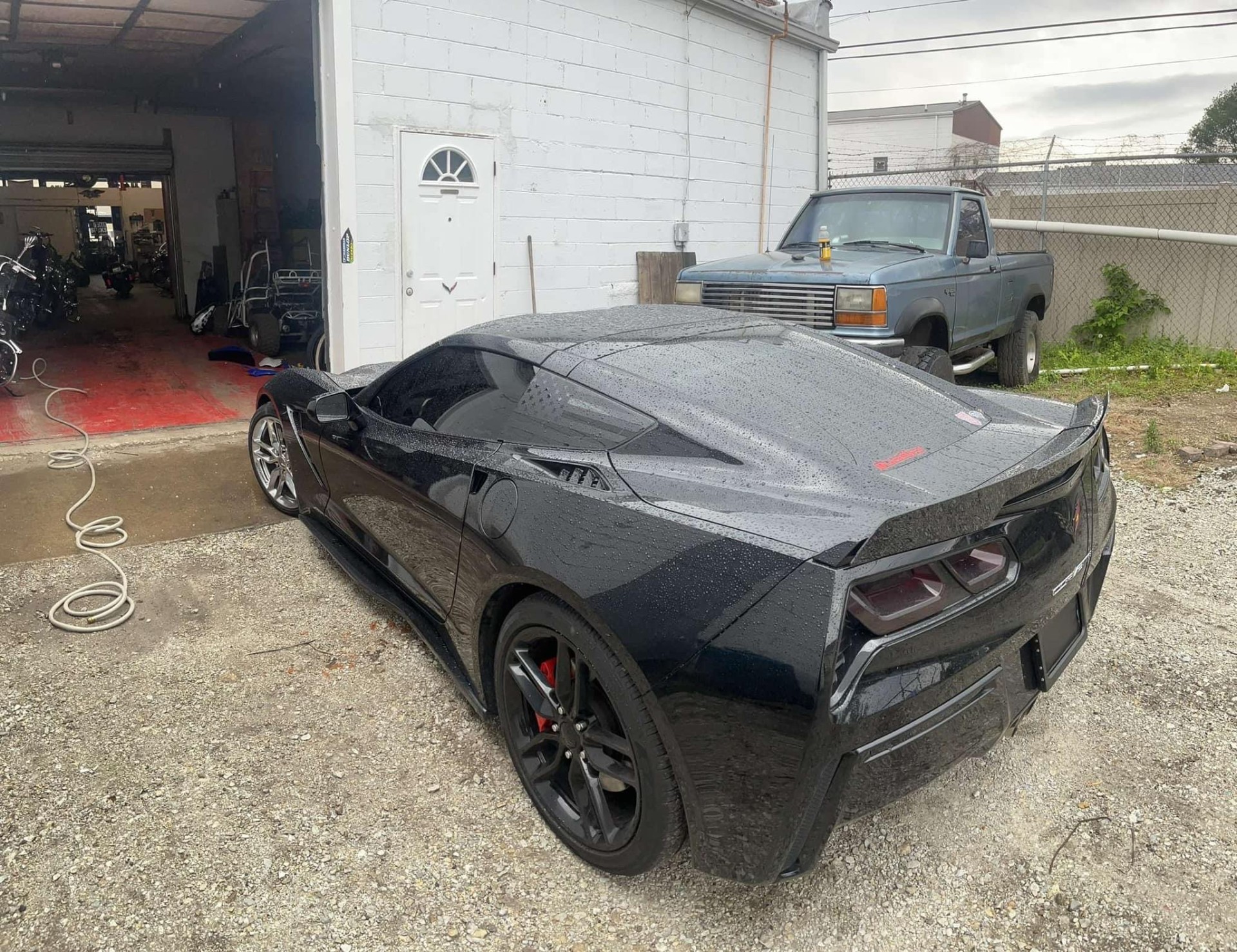 Corvette C7 post-wash beading.